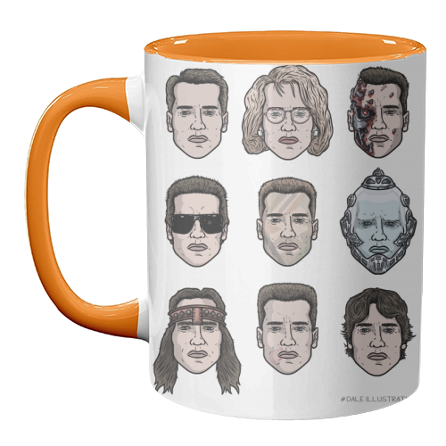 The many faces of Schwarzenegger - unique mug by Dale Cullinane