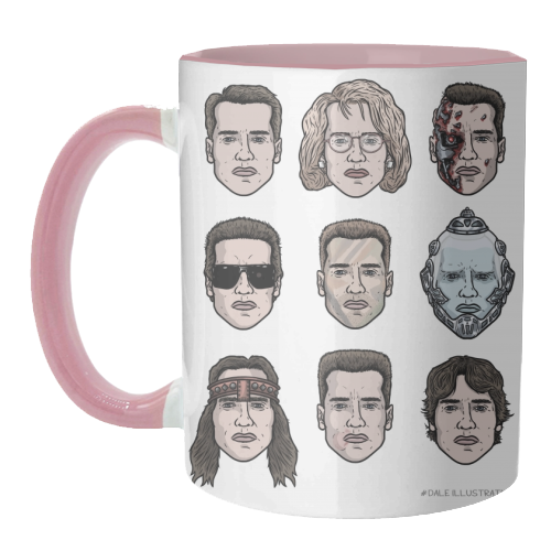 The many faces of Schwarzenegger - unique mug by Dale Cullinane