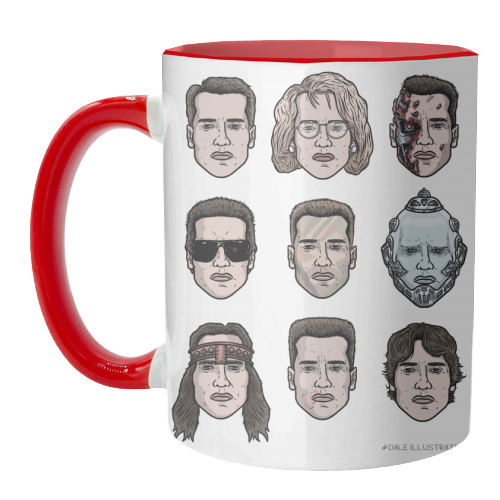 The many faces of Schwarzenegger - unique mug by Dale Cullinane