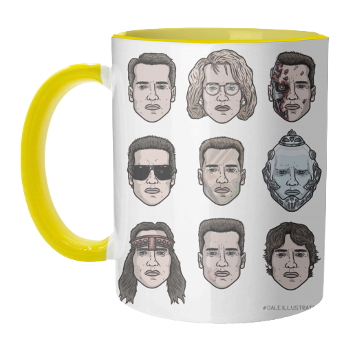 The many faces of Schwarzenegger - unique mug by Dale Cullinane