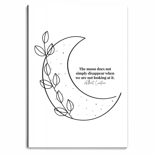 The moon does not simply disappear when we are not looking at it. -Albert Einstein Quote Black and White - personalised A4, A5, A6 notebook by Toni Scott