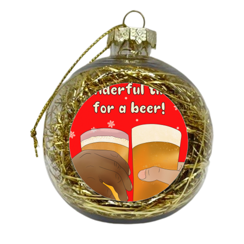 The Most Wonderful Time for a beer - xmas bauble by Lisa Wardle