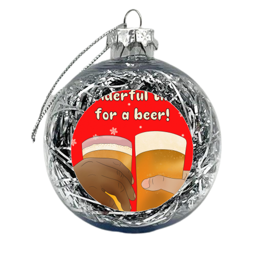 The Most Wonderful Time for a beer - xmas bauble by Lisa Wardle