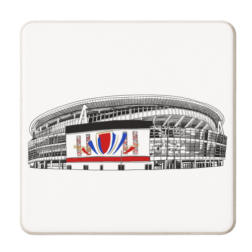 The 'New Grove' Football Stadium - personalised beer coaster by Katie Clement