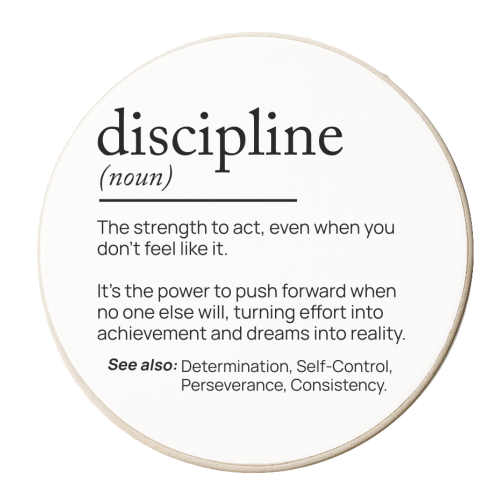 The Power of Discipline: The Key to Unstoppable Success - personalised beer coaster by skattia ilie