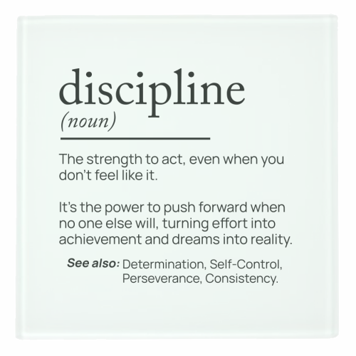 The Power of Discipline: The Key to Unstoppable Success - personalised beer coaster by skattia ilie