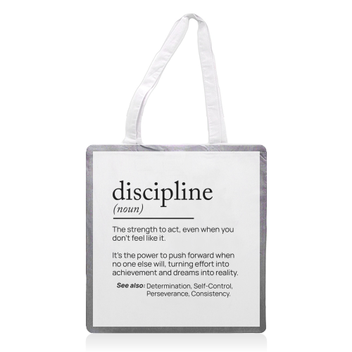 The Power of Discipline: The Key to Unstoppable Success - printed canvas tote bag by skattia ilie