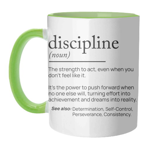 The Power of Discipline: The Key to Unstoppable Success - unique mug by skattia ilie