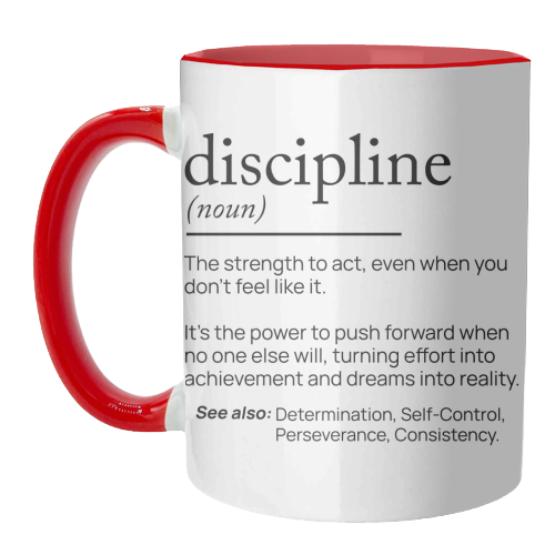The Power of Discipline: The Key to Unstoppable Success - unique mug by skattia ilie