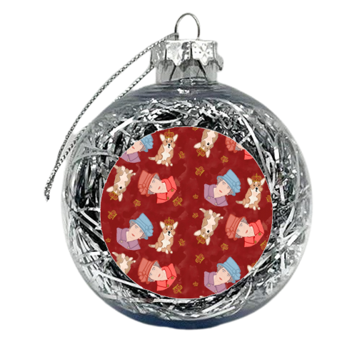 The Queen and Her Corgi - xmas bauble by Lisa Wardle