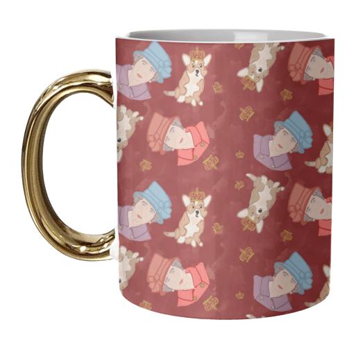 The Queen and Her Corgi - unique mug by Lisa Wardle