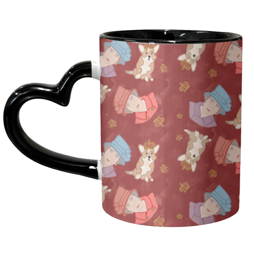 The Queen and Her Corgi - unique mug by Lisa Wardle