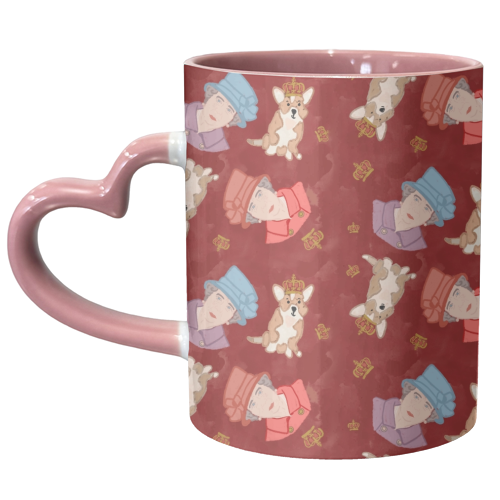 The Queen and Her Corgi - unique mug by Lisa Wardle