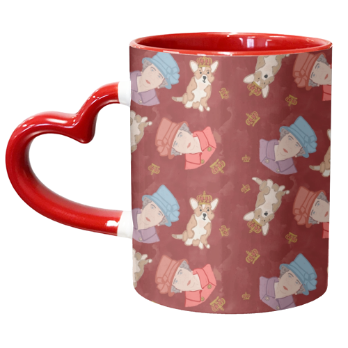 The Queen and Her Corgi - unique mug by Lisa Wardle