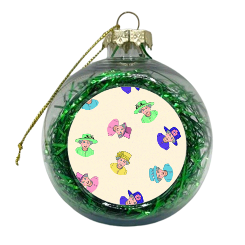 The Queen and Her Hats - xmas bauble by Lisa Wardle