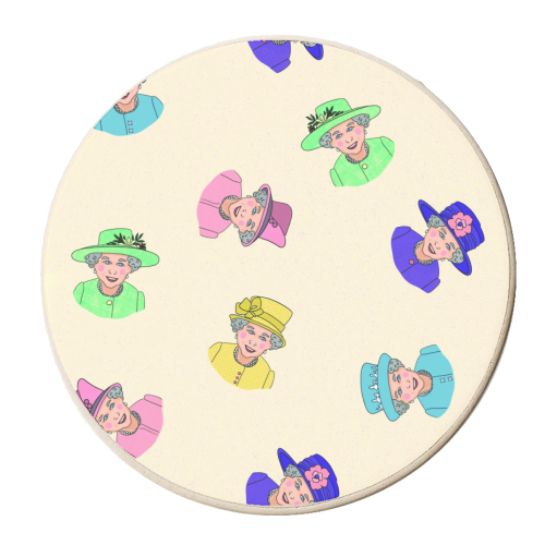 The Queen and Her Hats - personalised beer coaster by Lisa Wardle