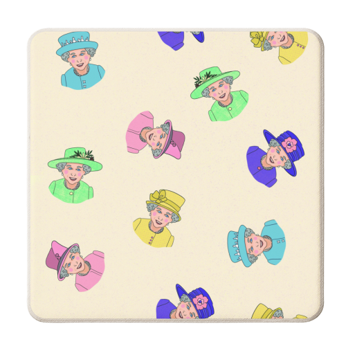The Queen and Her Hats - personalised beer coaster by Lisa Wardle