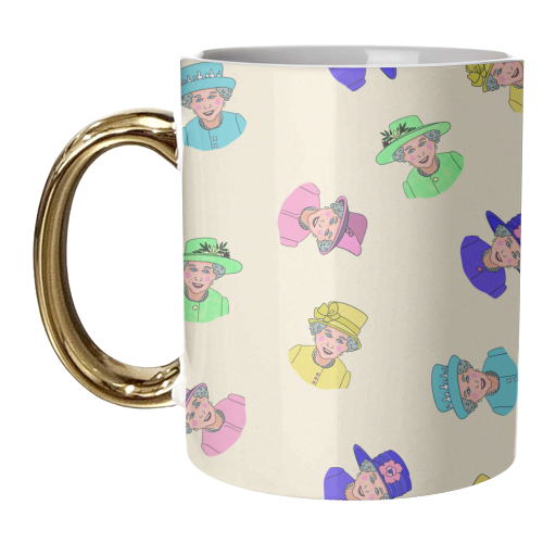 The Queen and Her Hats - unique mug by Lisa Wardle