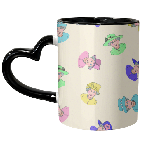 The Queen and Her Hats - unique mug by Lisa Wardle