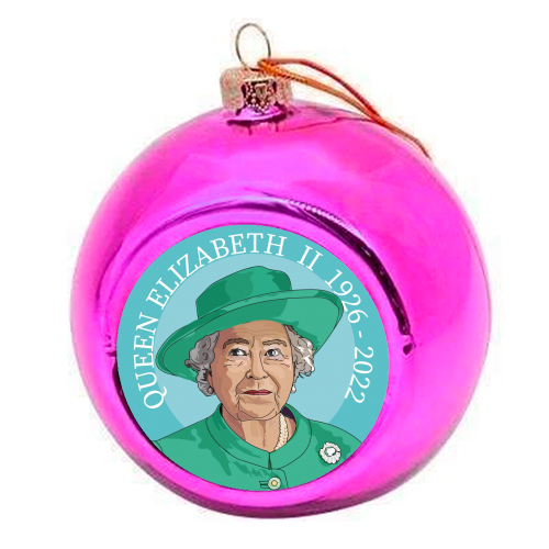 The Queen - colourful christmas bauble by Catherine Critchley.