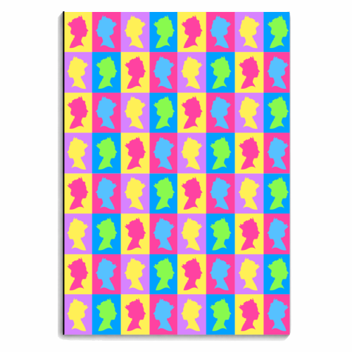 The Queen Colourful Silhouette Portrait Repeat Pattern - personalised A4, A5, A6 notebook by Adam Regester