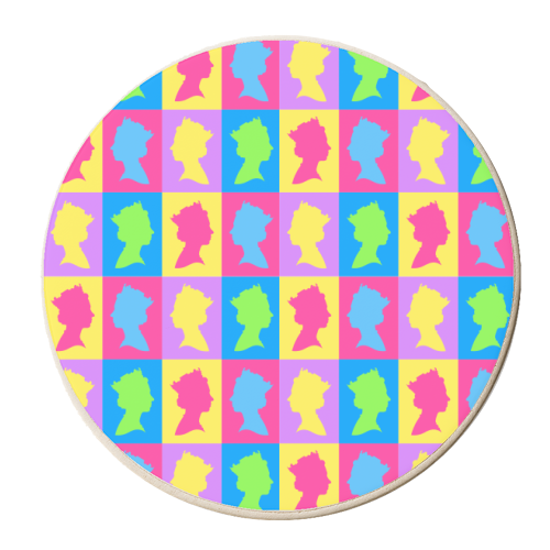 The Queen Colourful Silhouette Portrait Repeat Pattern - personalised beer coaster by Adam Regester