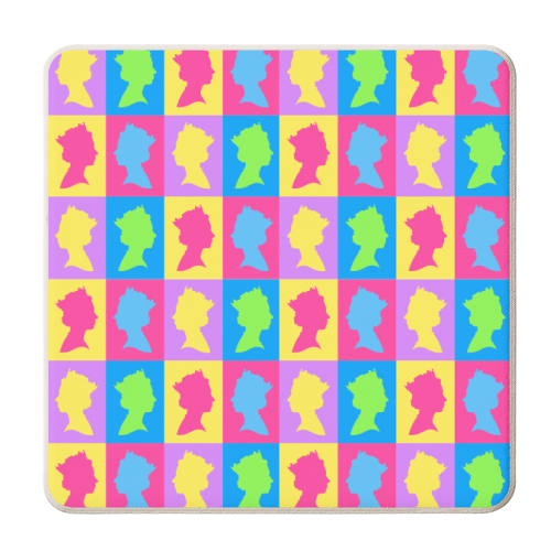 The Queen Colourful Silhouette Portrait Repeat Pattern - personalised beer coaster by Adam Regester
