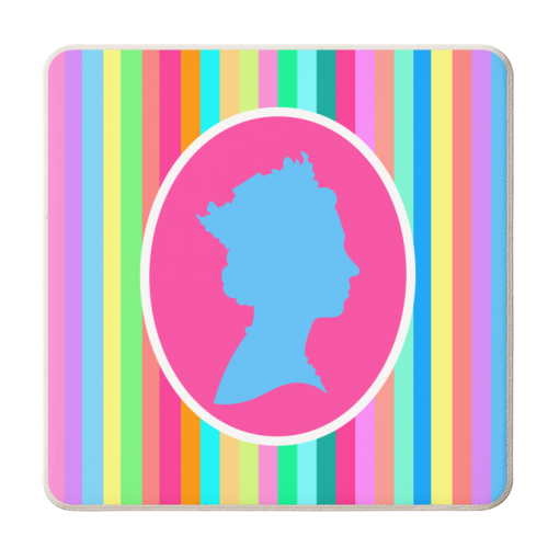 The Queen On Candy Stripes - personalised beer coaster by Adam Regester
