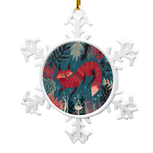 The Red Fox - snowflake decoration by Karl James Mountford