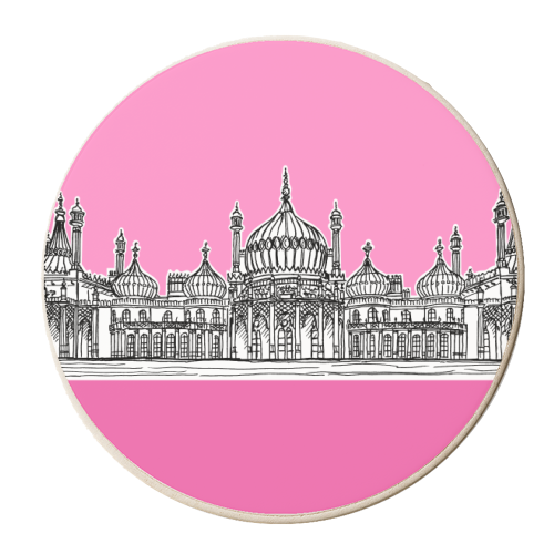 The Royal Pavilion (Brighton) Pinks Version - personalised beer coaster by Adam Regester