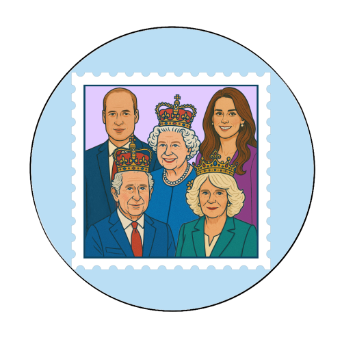 The Royal Stamp - Circle Sticker by Ms Doodle