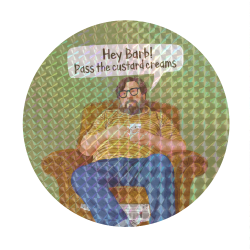 The Royle Family - Hey Barb! Pass the custard creams - Circle Sticker by Claire Atwood