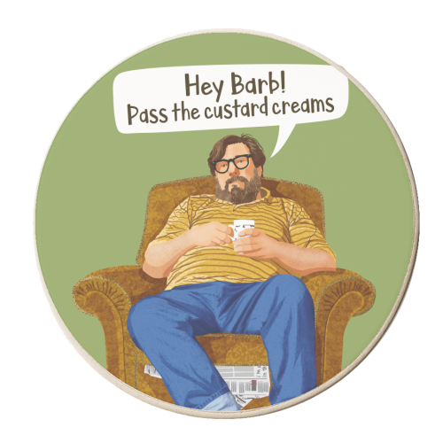 The Royle Family - Hey Barb! Pass the custard creams - personalised beer coaster by Claire Atwood