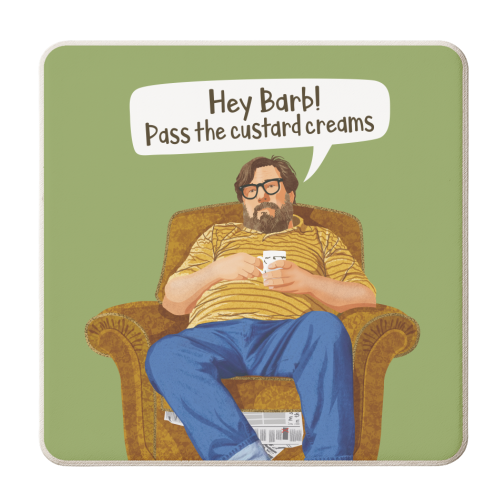 The Royle Family - Hey Barb! Pass the custard creams - personalised beer coaster by Claire Atwood