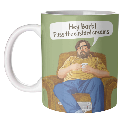 The Royle Family - Hey Barb! Pass the custard creams - unique mug by Claire Atwood
