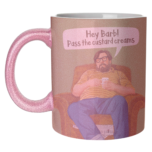 The Royle Family - Hey Barb! Pass the custard creams - unique mug by Claire Atwood