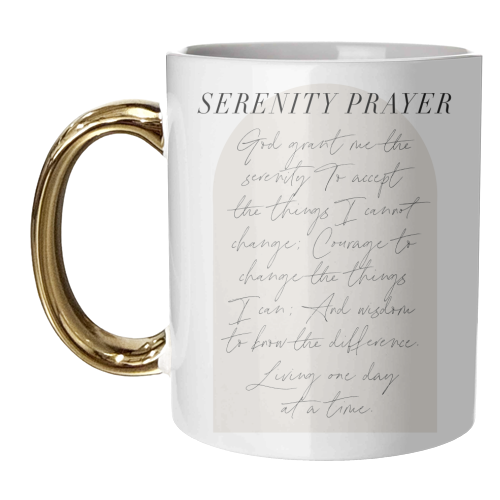 The Serenity Prayer Boho Beige Arch Script - unique mug by Toni Scott