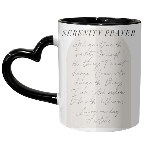 The Serenity Prayer Boho Beige Arch Script - unique mug by Toni Scott