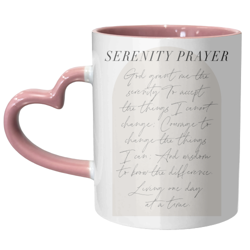 The Serenity Prayer Boho Beige Arch Script - unique mug by Toni Scott