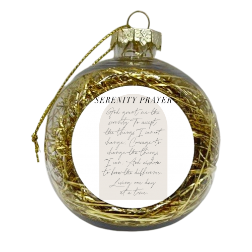 The Serenity Prayer Boho Beige Arch Script - xmas bauble by Toni Scott