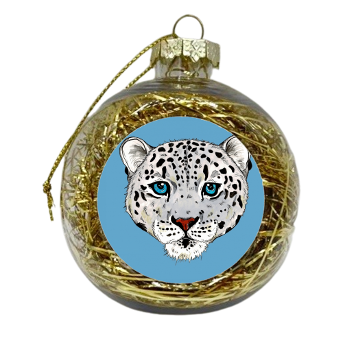 The Snow Leopard - xmas bauble by Cat Partridge Art