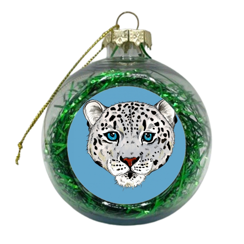 The Snow Leopard - xmas bauble by Cat Partridge Art