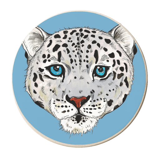 The Snow Leopard - personalised beer coaster by Cat Partridge Art