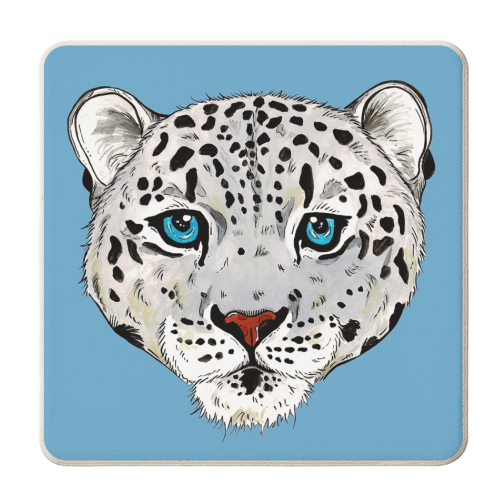 The Snow Leopard - personalised beer coaster by Cat Partridge Art