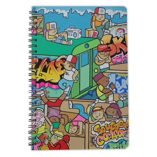 The South Bronx Funktronix Bomb Squad 1986 - personalised A4, A5, A6 notebook by Darren Baxter