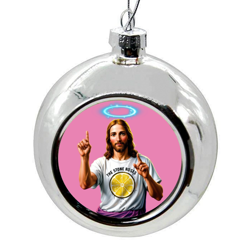 The Stone Roses - colourful christmas bauble by Faith Mercer