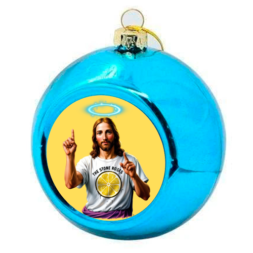 The Stone Roses. Yellow - colourful christmas bauble by Faith Mercer