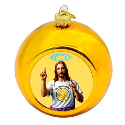The Stone Roses. Yellow - colourful christmas bauble by Faith Mercer