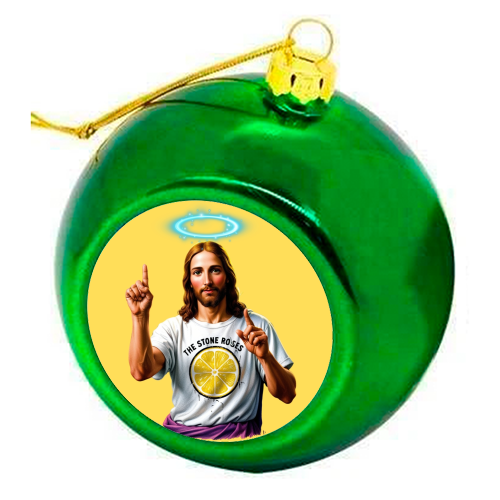 The Stone Roses. Yellow - colourful christmas bauble by Faith Mercer