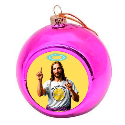 The Stone Roses. Yellow - colourful christmas bauble by Faith Mercer